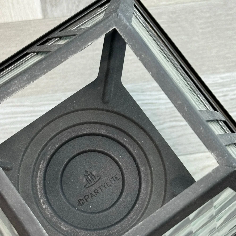 PartyLite Black Metal‎ Glass Lantern Outdoor Candle Holder Mission Style Retired